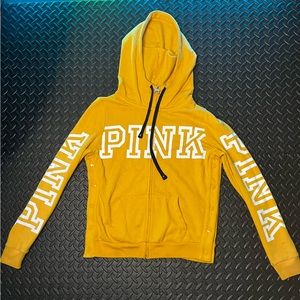 PINK yellow zip up hoodie